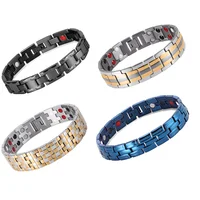 

RunBalance 1 Day Delivery China Wholesale Stainless Steel Magnetic Women Gold Plated Bracelet with Crystal