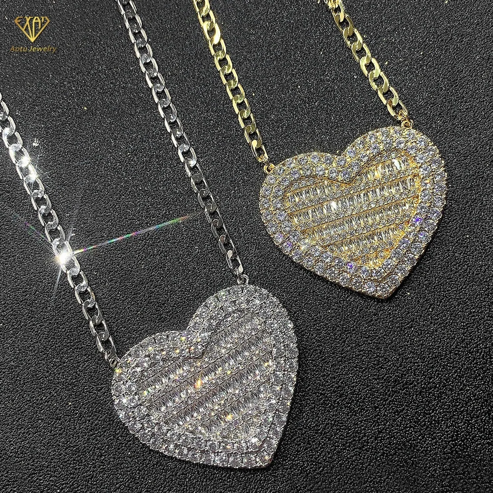 

Charm Kette Anhanger Plated 18K Gold Jewelry Iced Out Cubic Zirconia Heart Pendant Necklace