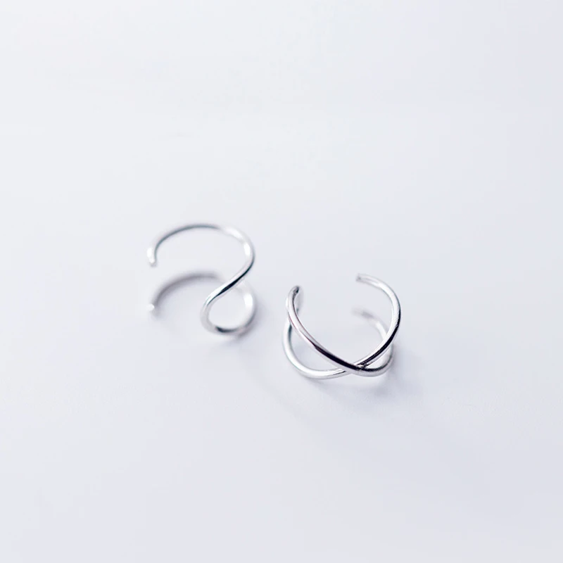 

Wholesale Minimalist S925 Sterling Silver Cross No Piercing Ears Clip Earrings Girls Layered Cuff Earrings Hot Sale