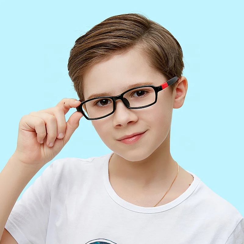 

TR90 Rectangle frame Silicone Adjustable Temple kids eyewear anti blue light blocking computer protection glasses for children