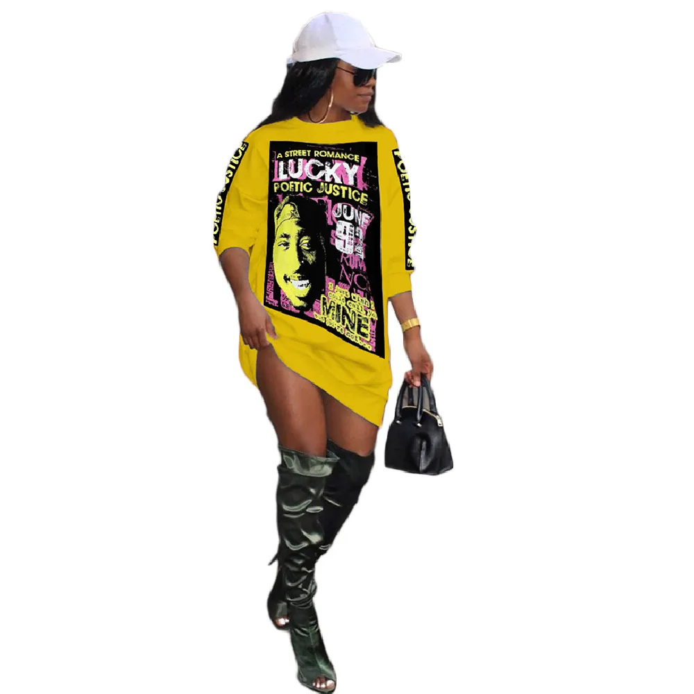 

Ladies spring and autumn sexy long-sleeved tops fashion printed midi skirt