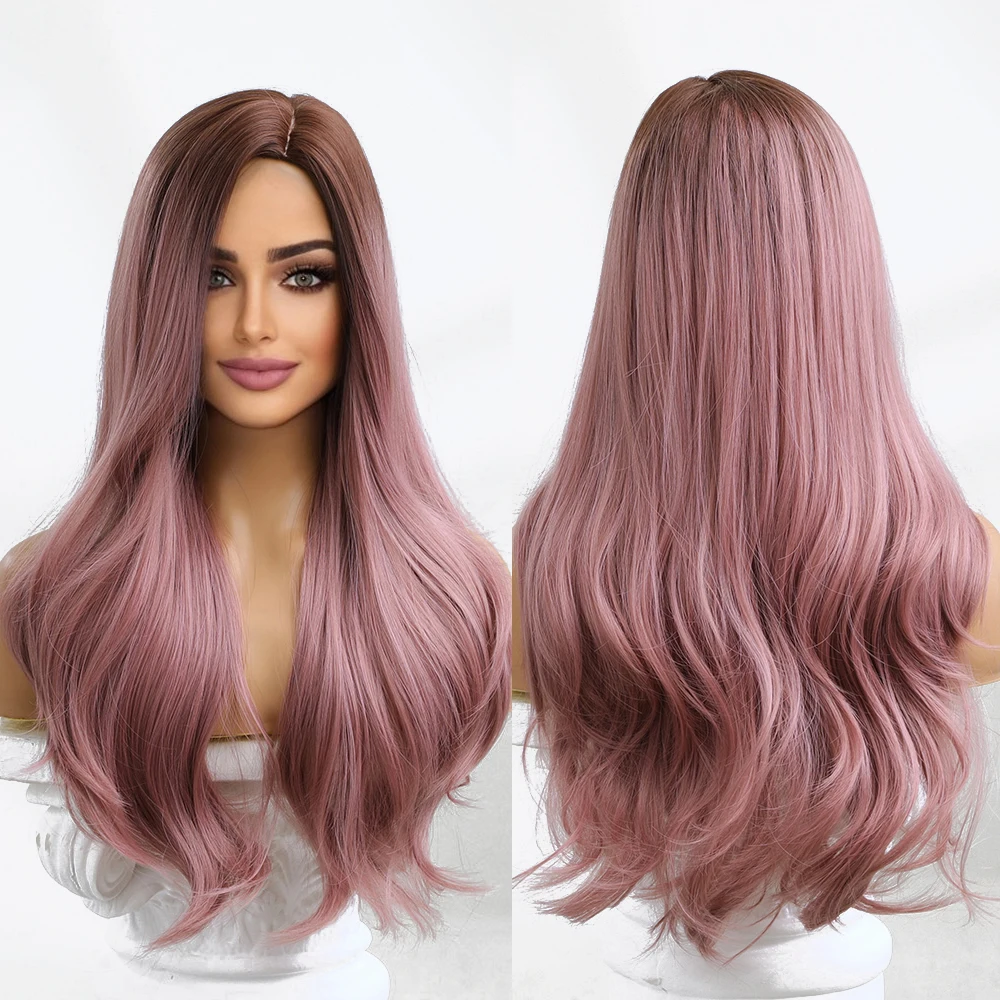 Wigs Factory Synthetic Wig Ombre Light Purple Long Middle Part Hair Daily Natural Hair Wig Wavy for Women