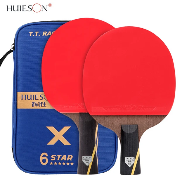 

HUIESON A pair OEM Custom Professional 6 Stars Carbon Paddle table tennis Bat Set Table Tennis Racket