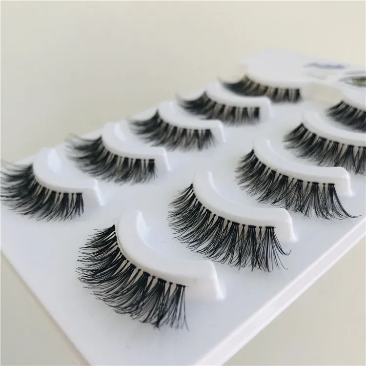 

Natural False Eyelashes Handmade Lashes Hotsale Fast Delivery 5 Pairs Free Logo Sticker