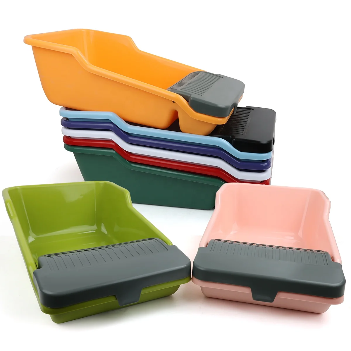 

Factory Wholesale Custom Logo Multicolor Plastic Large Cat Litter Tray Cat Litter Box