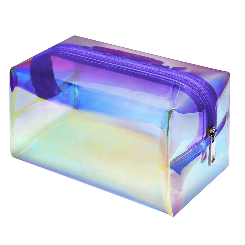 

Yaeshii Factory Direct Low Moq Clear Holographic Transparen Pouch Zipper Pvc Makeup Bag, Colorful