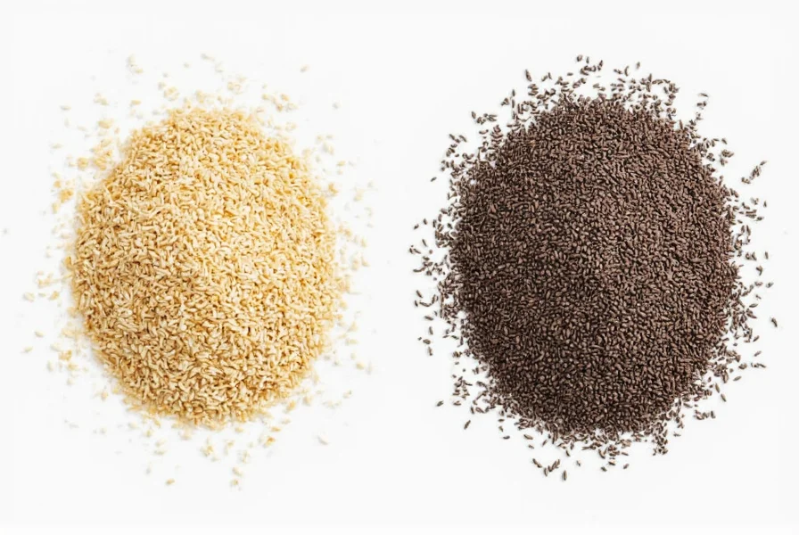 Comparison chart showing nutritional values of black and white sesame seeds