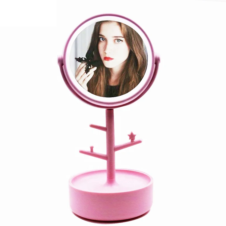 

Assemble Vanity Makeup Mirror with LED Lights, Touch Screen and Two Power Supply Mode Table Mirror, Pink, white or other color