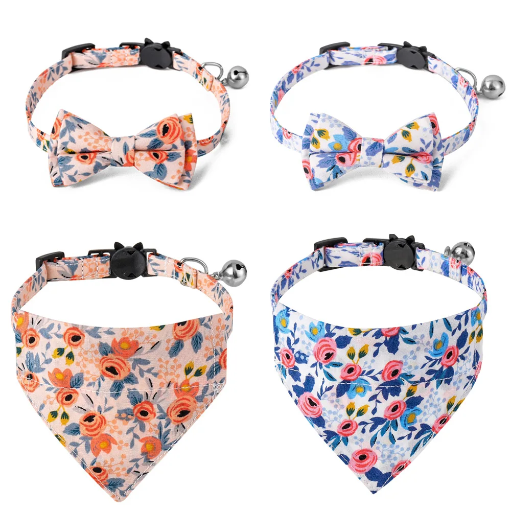 

Printed Pet Straps Bandana with Pet Collar Dog Cat Bandana Collars with Bow Tie