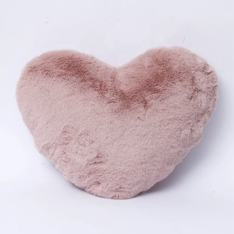 

New Design Love Heart Shape Pillow Cushion Super Soft Plush Faux Fur Cushion Case Throw Pillow For Home Sofa Car