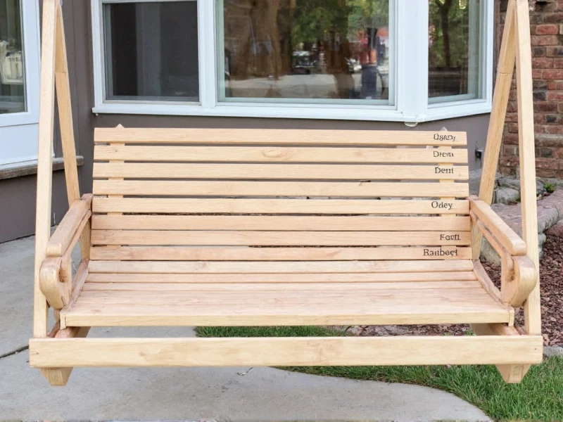 Properly constructed DIY porch swing with labeled components