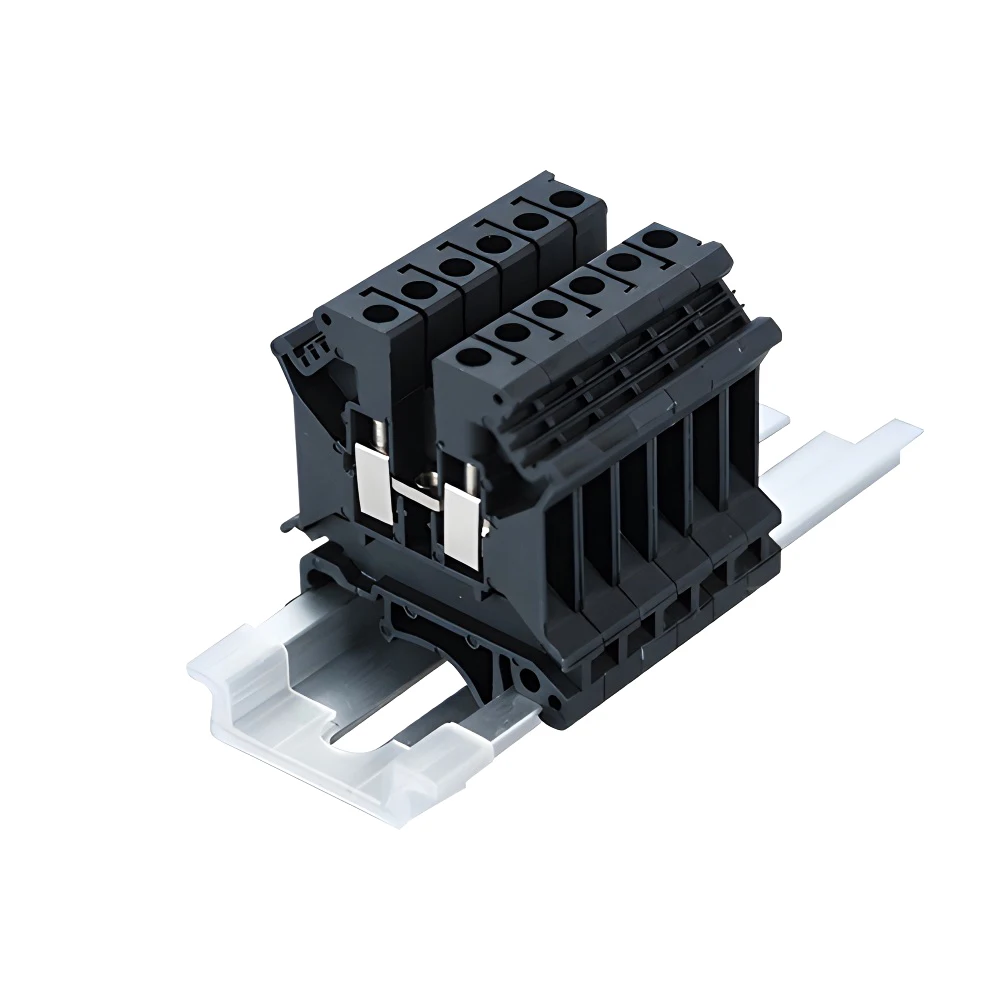

UK 5N Black Feed Through Din Rail Terminal Block Screw Universal Panel Mounted Electric Wire Connector