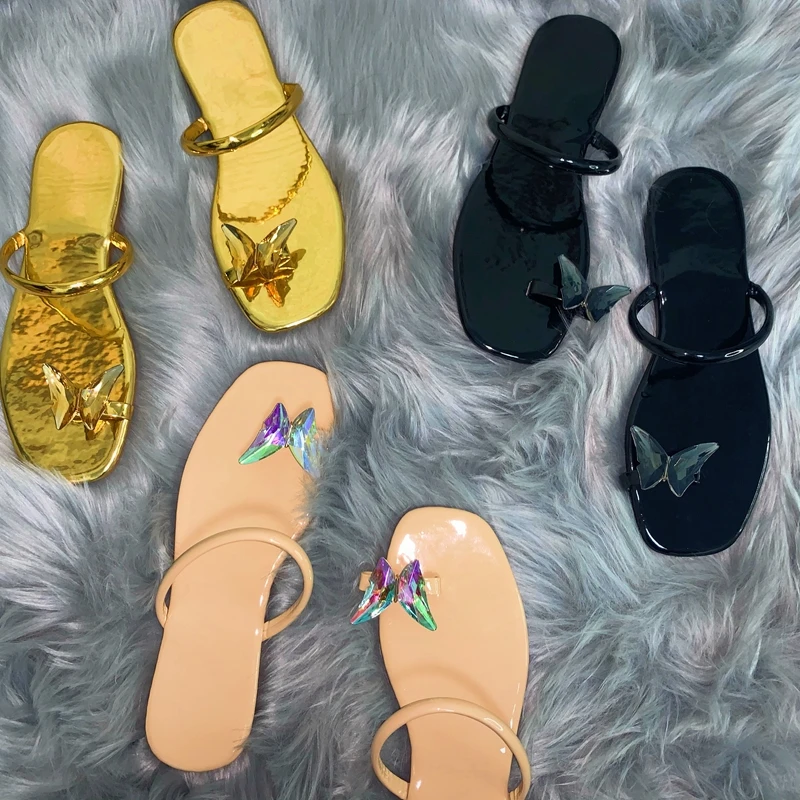 

Fashion Summer Sandals Shoes Flat For Women Beautiful Butterfly Toe Decoration Beach Shoe, Picture