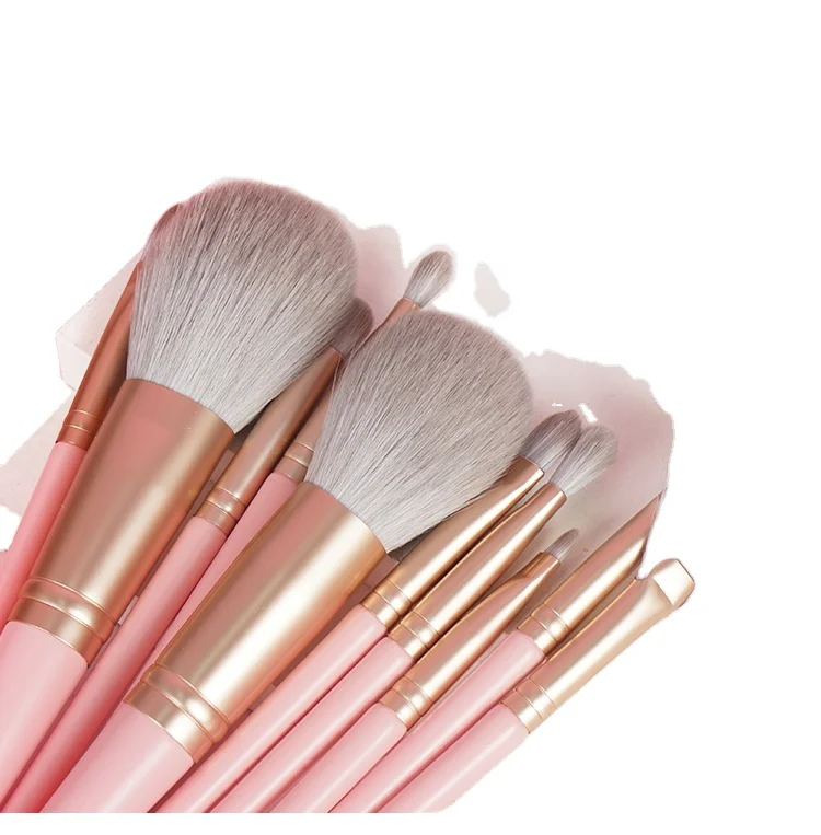 

HZM High Quality Vegan Cruelty Free Makeup Brushes Private Label Custom LOGO Pink Foundation Makeup Brush Set