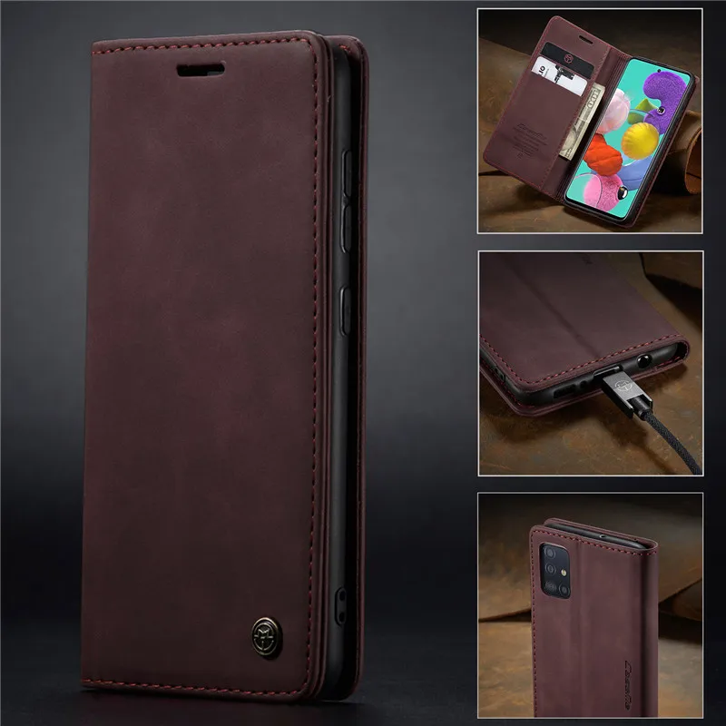 PST] Samsung Galaxy A51 Case, Leather Magnetic Card Slot Wallet Folio Flip  Case Cover