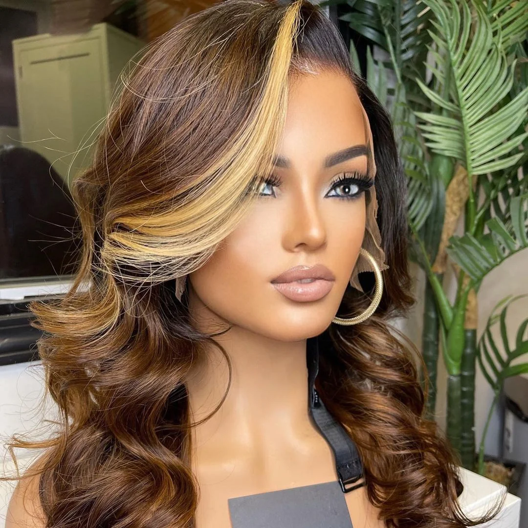 

Beauty Transparent Lace Ombre Human Hair Wig Highlight Brazilian Raw Virgin Hair Cheap Human Hair Lace Front Wig With Preplucked