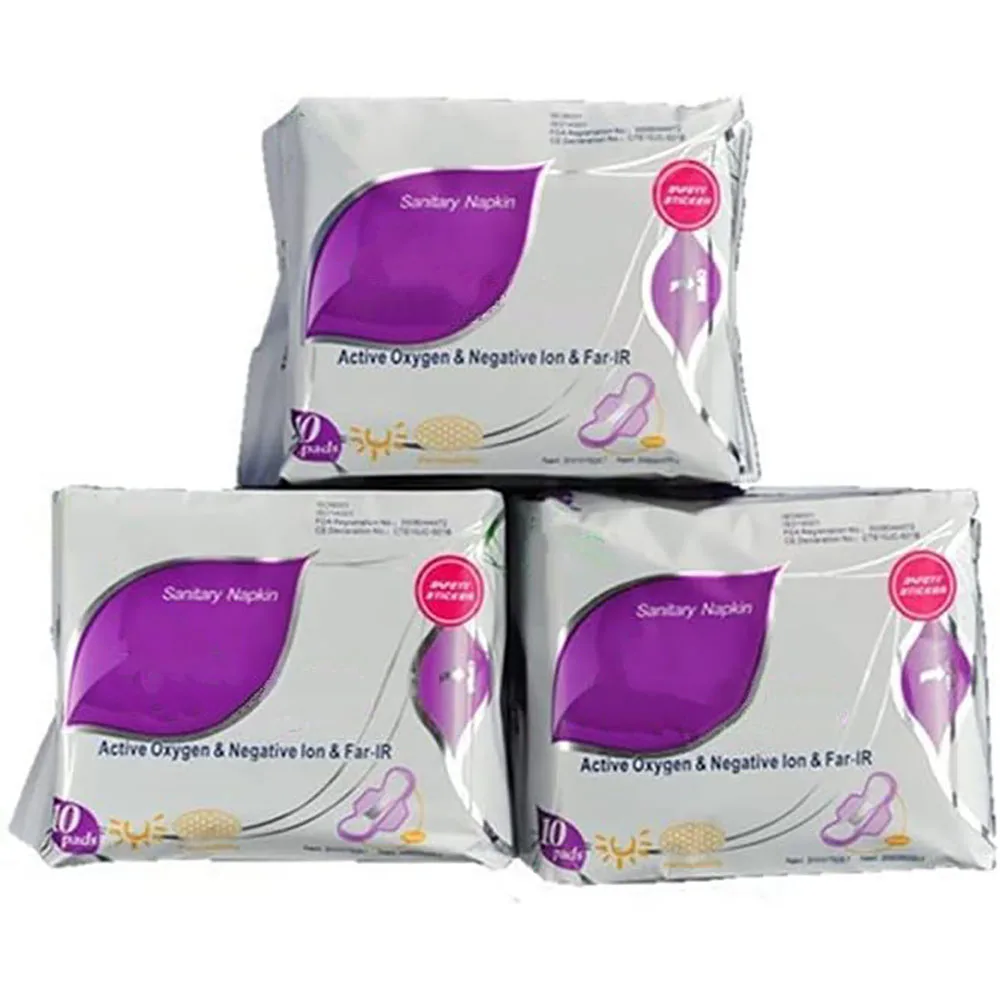 Women's Disposable Cotton Breathable Winged High-Absorbency Sanitary Napkins with Leak Guard