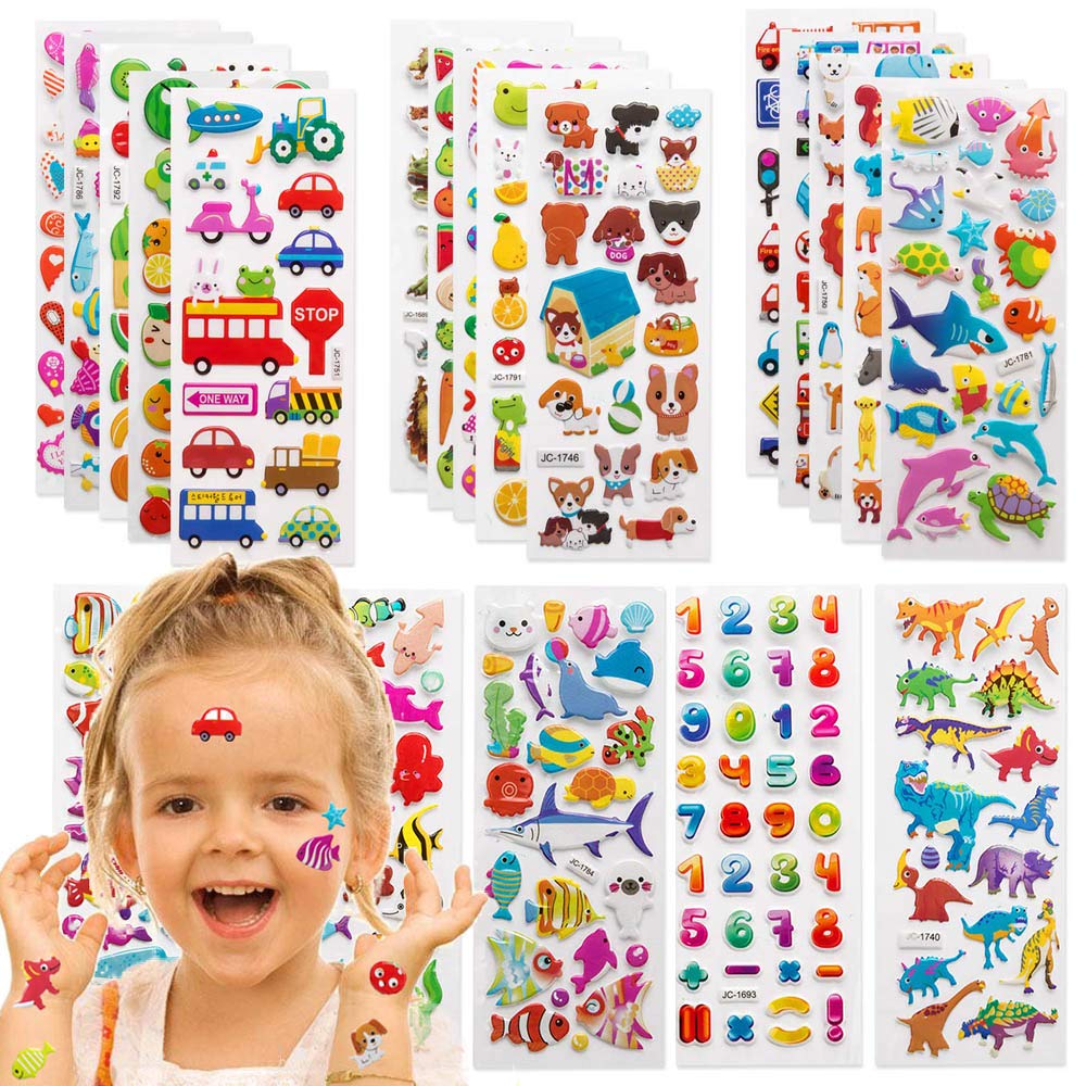 3D Puffy Stickers for Kids sticker, Bulk Stickers for Girl Boy Birthday Gift sticker, Toddlers Including Animals Stars sticker