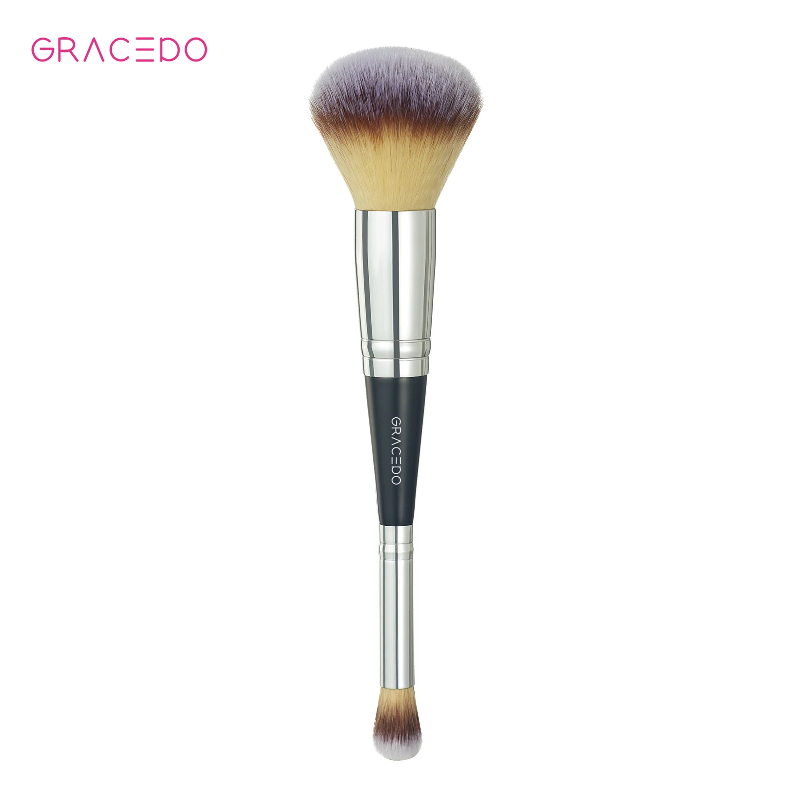 Gracedo Single Synthetic Hair Double End Face Concealer Makeup Brush Private Label Black High Quality Professional Wood Handle