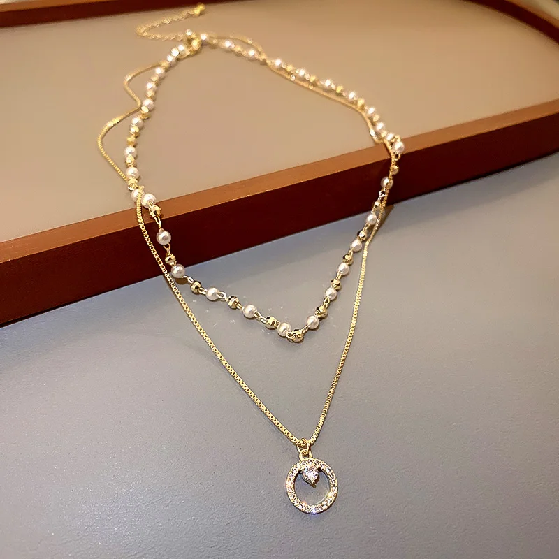 

real gold plated geometric crystal luxury necklace pendant