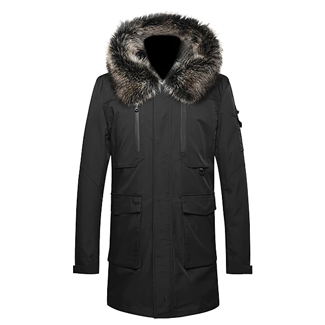 

2021 Fashion Men Winter Coat Long Slim Thicken Warm Parkas