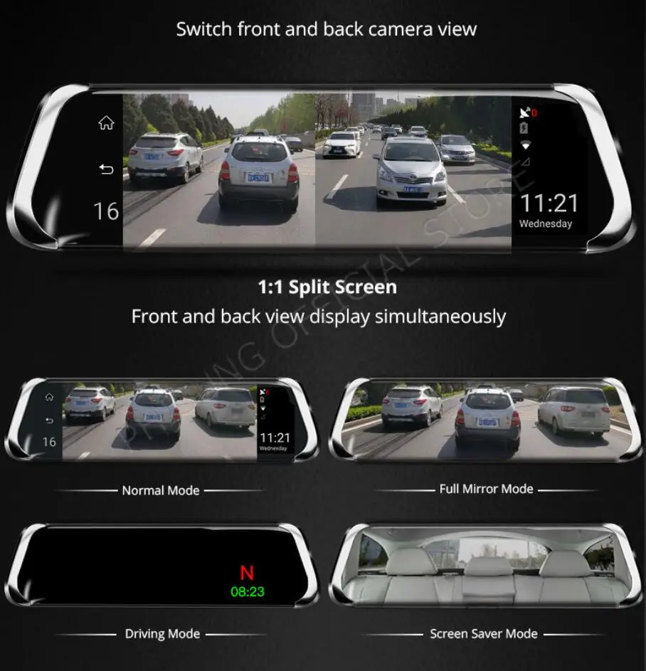 E08 plus Car DVR 10"IPS Touch 4G Mirror DVR Android ADAS GPS FHD 1080P WIFI car black box