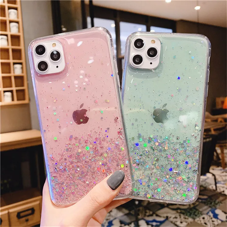 

Colorful Glitter Luxury TPU Case Gold Foil Bling Glossy Phone Cover For iPhone 13 12 11 Pro Max XS X XR SE 8 7 6 Dropshipping