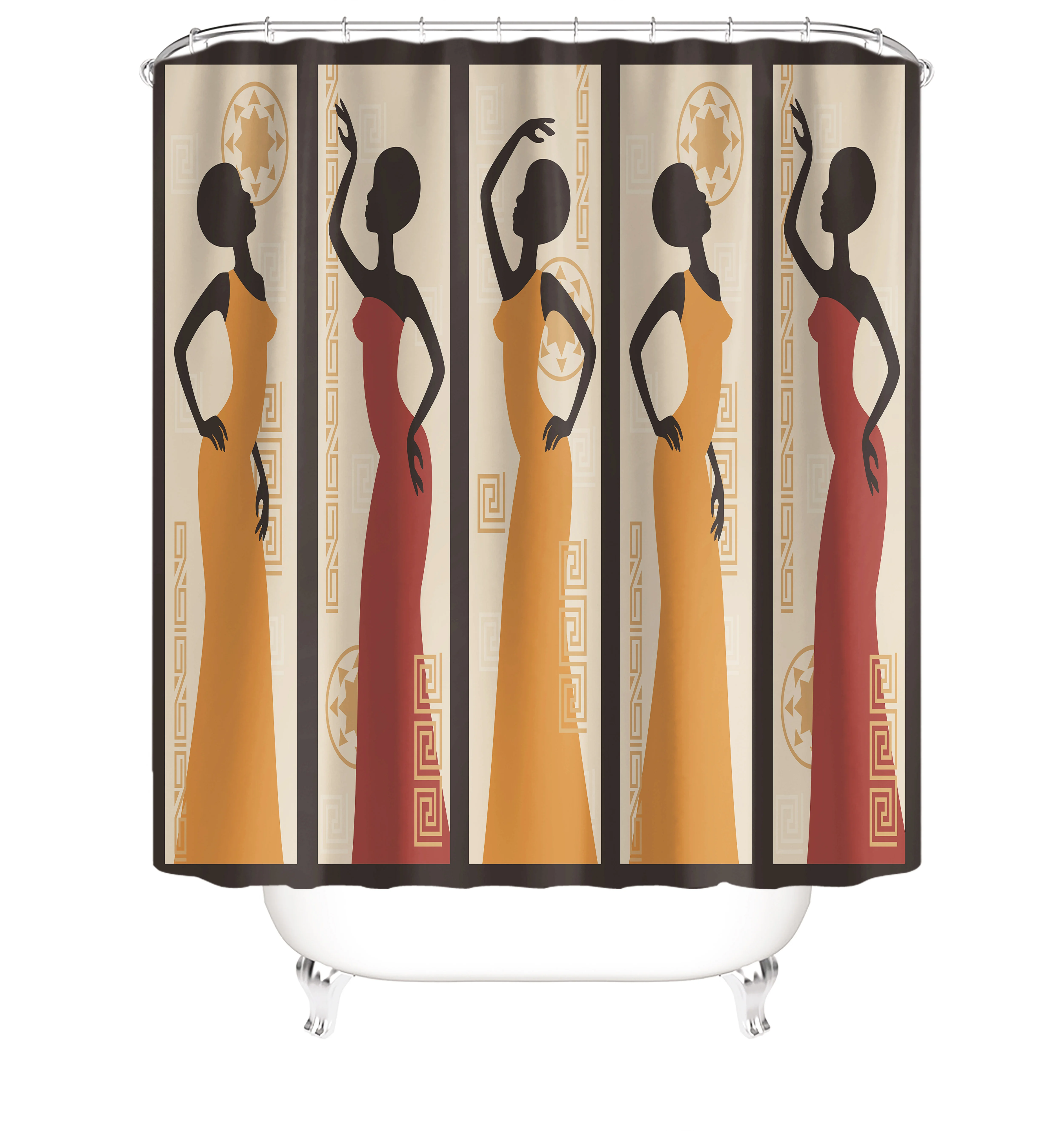 

waterproof fabric african lady print liner rings grinch shower curtain, Picture