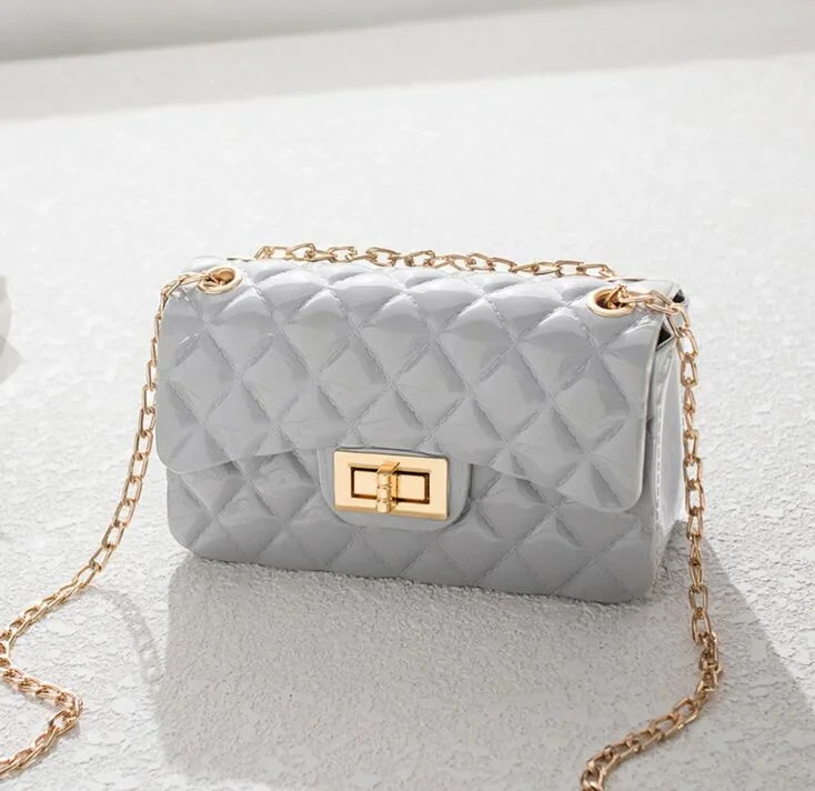 

Summer Beach Fashion Girls Charm Mini Bag PU Leather Jelly Colorful Graffiti Purse Handbag, 7 colors