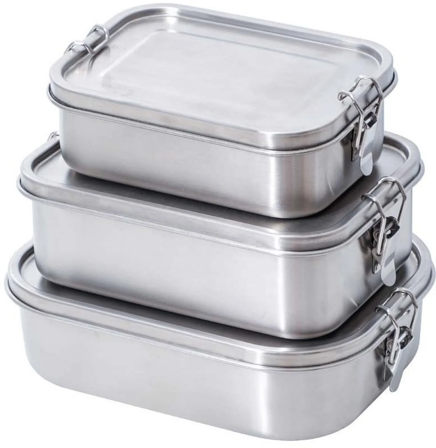 

New Design American Airtight Stainless Steel Food Storage Container Metal Lunch Box 800ml Silicone Seal Ring 304 Bento Lunch Box