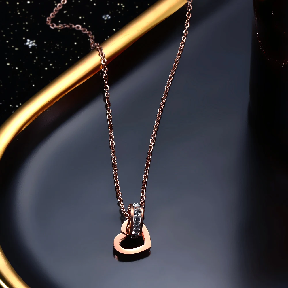 

Simple fashion titanium steel necklace love small waist rose gold clavicle chain temperament female necklace, Silver / gold / rose gold