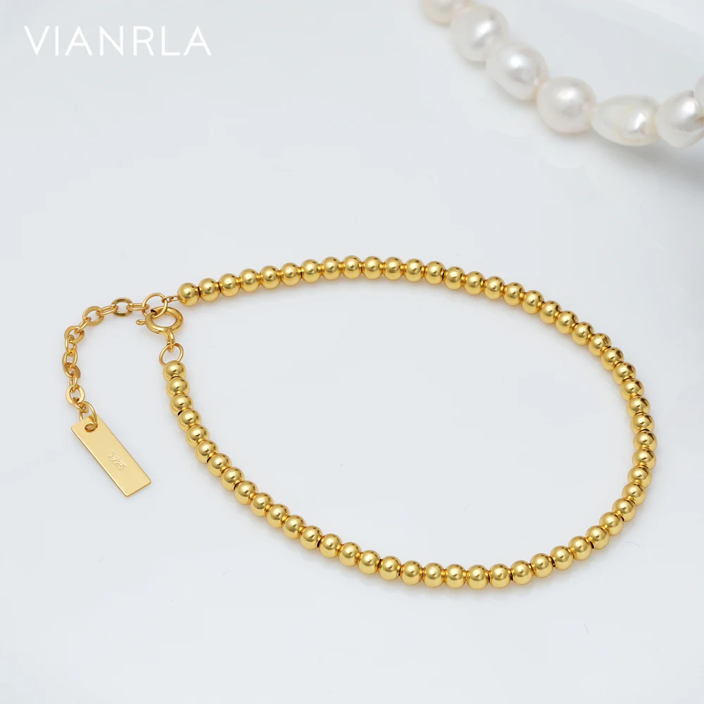 

VIANRLA handmade bead bracelet 925 sterling silver fashion 18k gold plated beaded bracelets