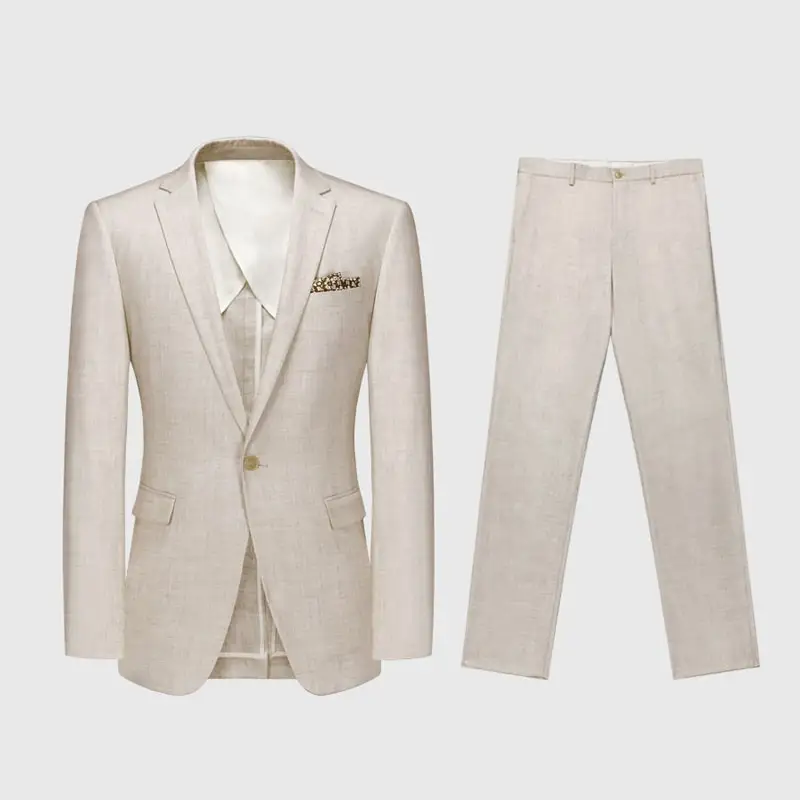 

RTS service beige color breathable summer wear 2 pieces office wholesale blazer pants mans suit