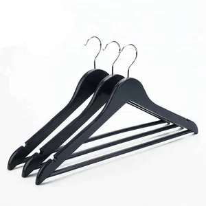 Image of Free hanger Amazon hot sale black wooden hanger suit hanger with round bar