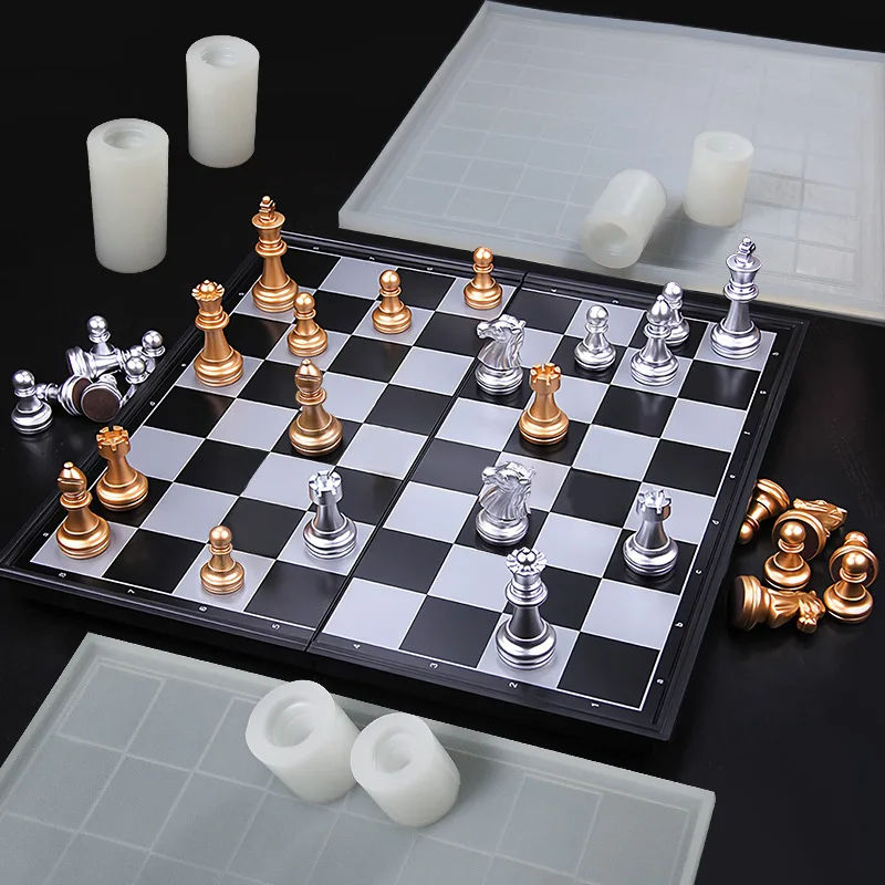 

C-0138 2021 Amazon hot sale 3d Resin Epoxy Craft Handmade Diy Checkers International Chess Silicone Mold