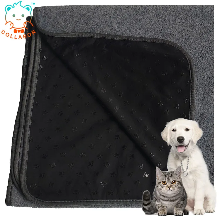 

COLLABOR Eco-Friendly Plush Waterproof Cat Dog Training Pet Mat for Car and Indoor, Green microfleece or grey microfleece