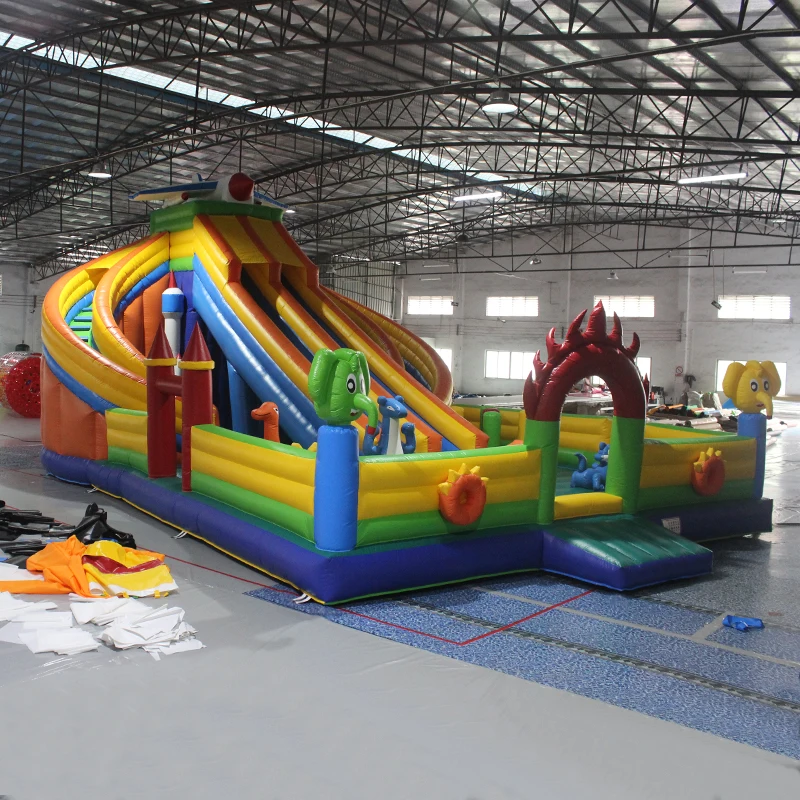 

Wholesale Funny Outdoor Inflatable Kids Playing Water Slide Factory Customized Inflatable PVC Four Way Slide, Customized color