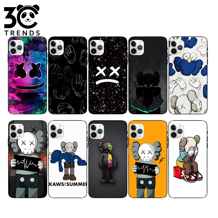 

210589#Designer phone case sets newest Custom Cartoon kaws mobile phone case shockproof for iphone 12 Pro Max, Multi