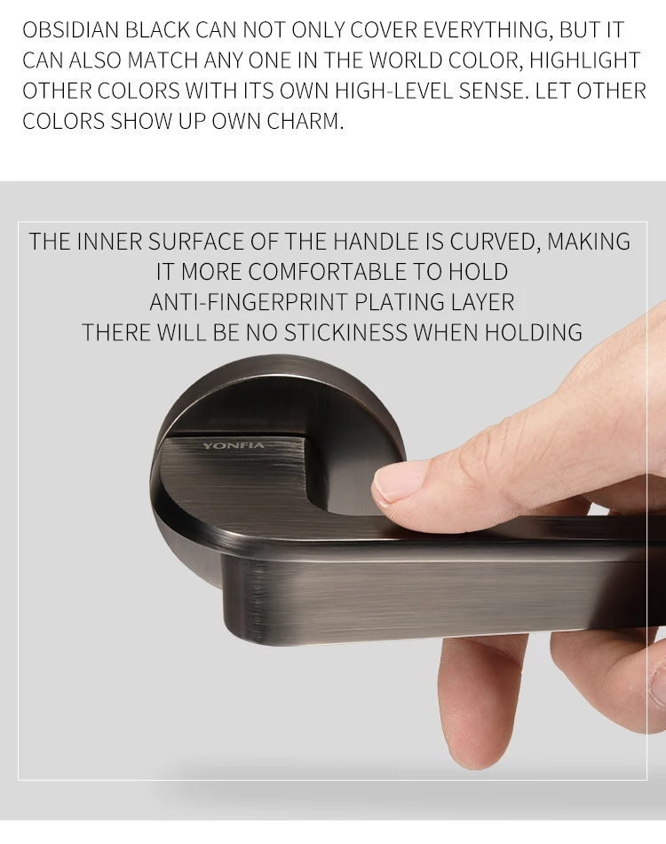 Yonfia 8044 Latest Main Black Quality Door Handle Lever With Lock