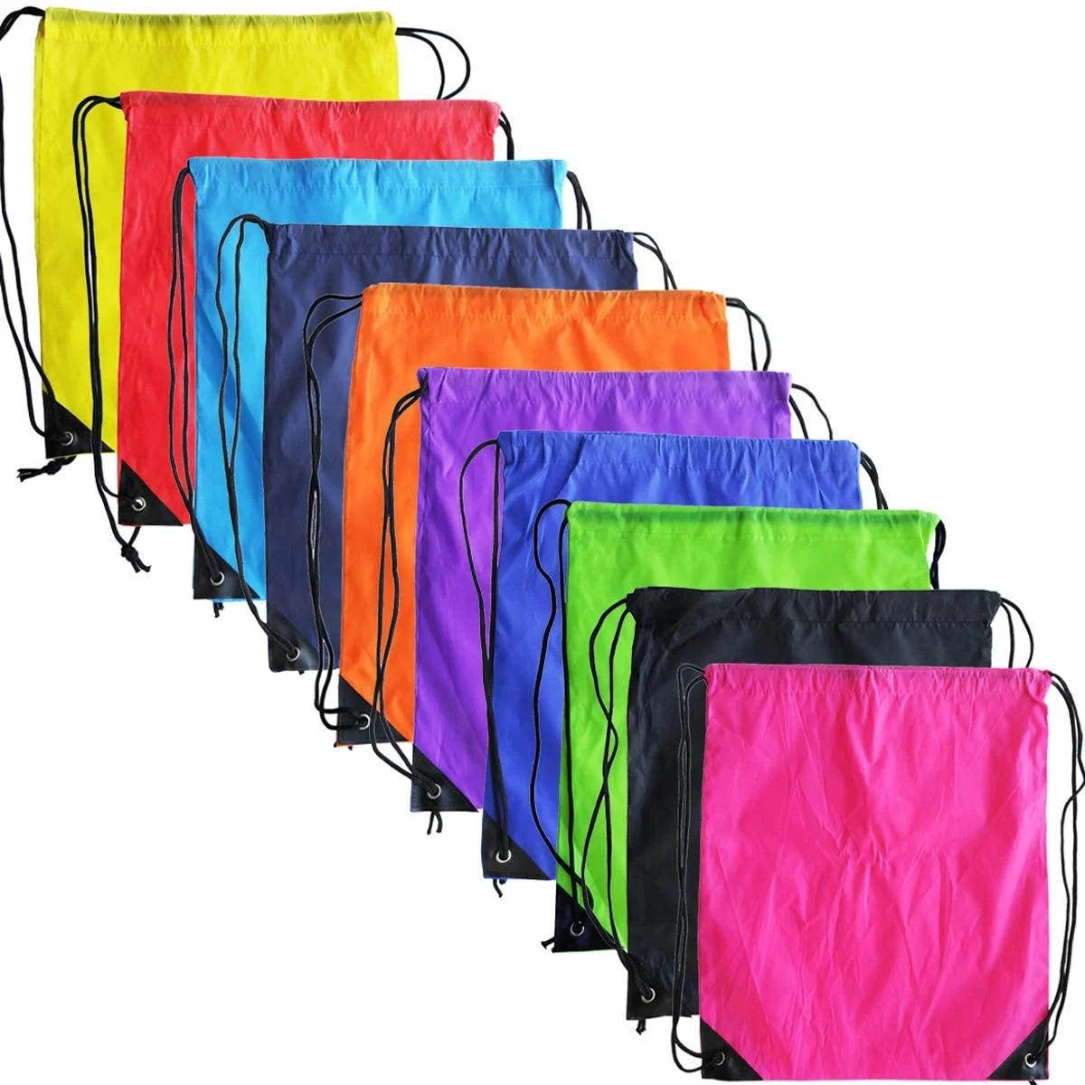 

Drawstring Backpack Bags Sack Pack Cinch Tote Sport Storage Polyester Bag for Gym Traveling, Green, yellow, pink, blue, black or custom