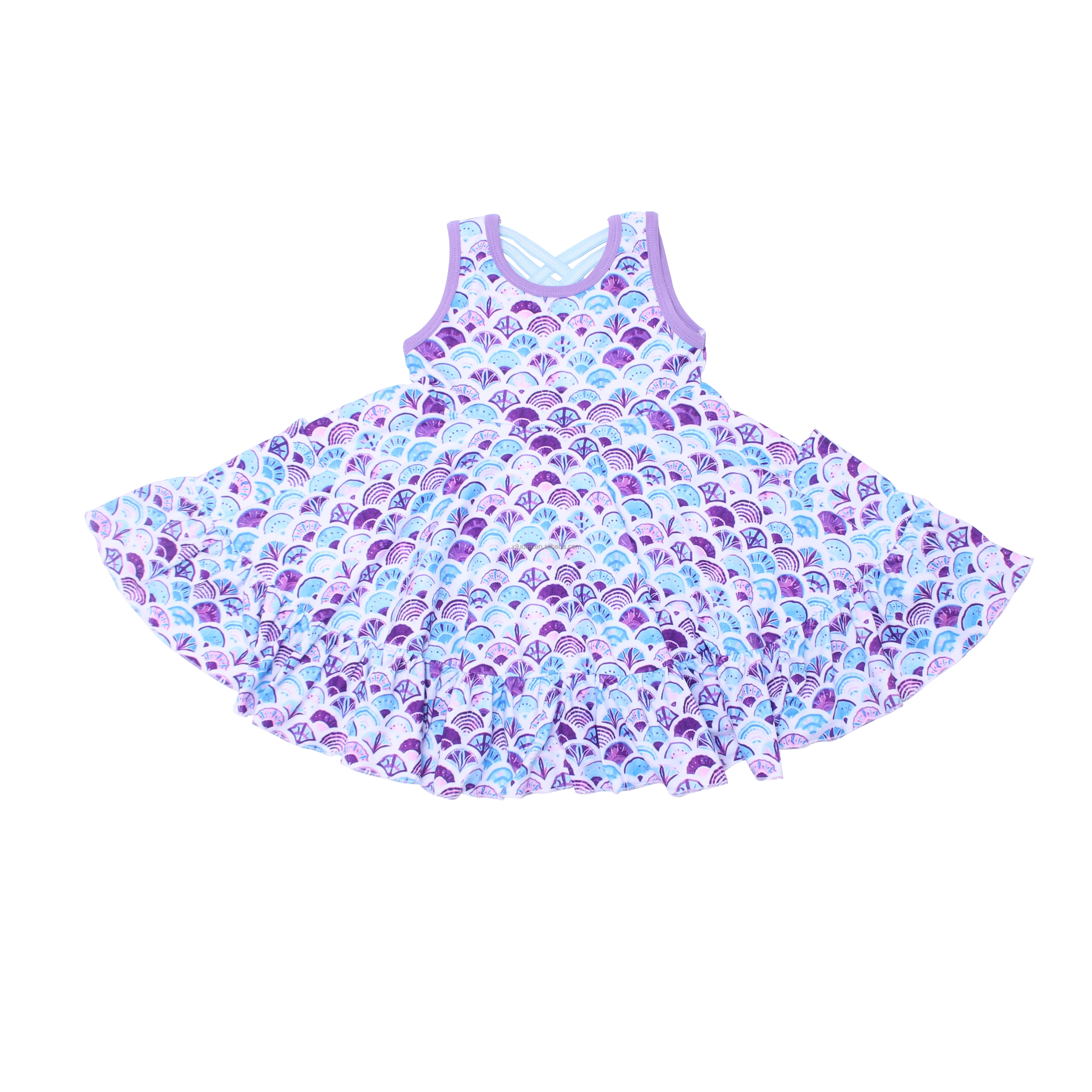 

Fashion Design Kids Summer Mermaid Clothing Sleeveless Children Twirl Dresses