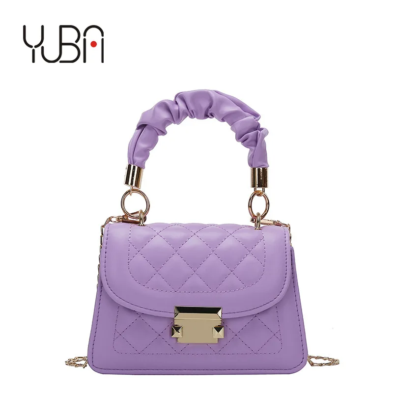 

Wholesale Latest Ladies Small Square Handbag Pu Leather Popular Clear Purses Women Chain Handbags With BuckleDesigner, Purple,green,black,beige