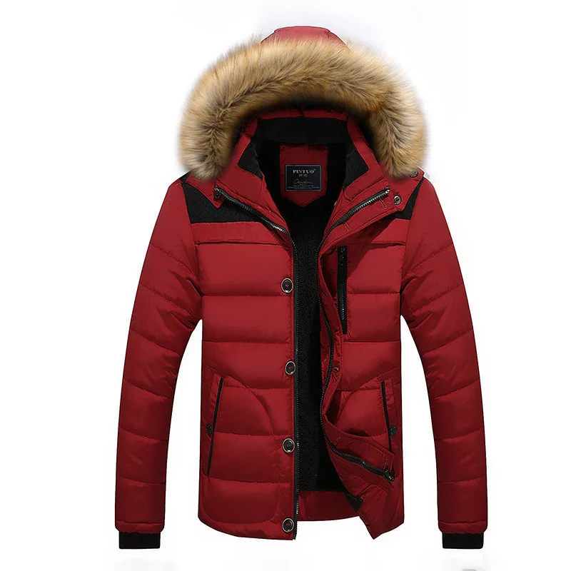 

Fur Collar Hooded Parkas Men Winter Thick Men's Jacket Outwear New Fashion Warm Coat Man Wool Liner Windproof Male Parka