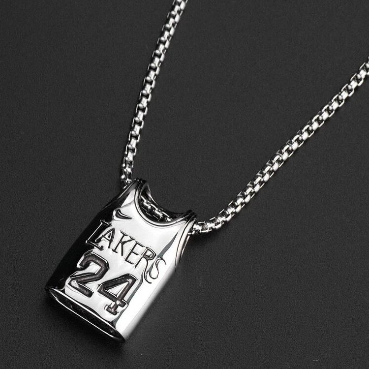 

2021 New Arrival Basketball Star Kobe Bryant NO.24 Jersey Stainless Steel Pendant Necklace