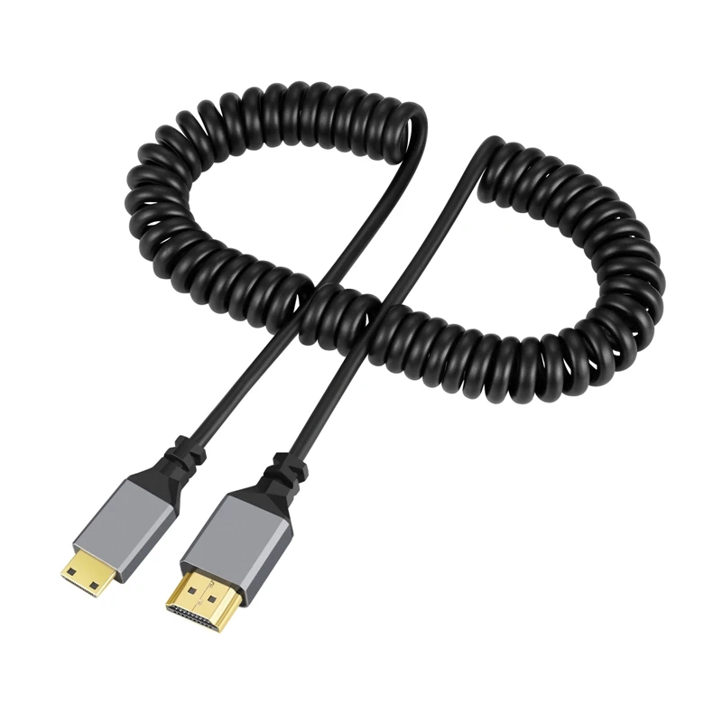 

0.5m to 2.4m Mini HDMI to HDMI Cable spring wire design 4K 3D male to male cable for Laptop Macbook Desktop to HDTV Projector