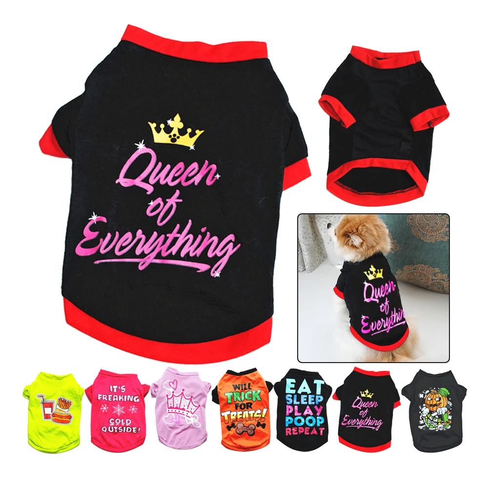 

High Quality Pet Colothes Cotton Dog Clothes T-shirt for Summer, Black, pink, red, green, orange