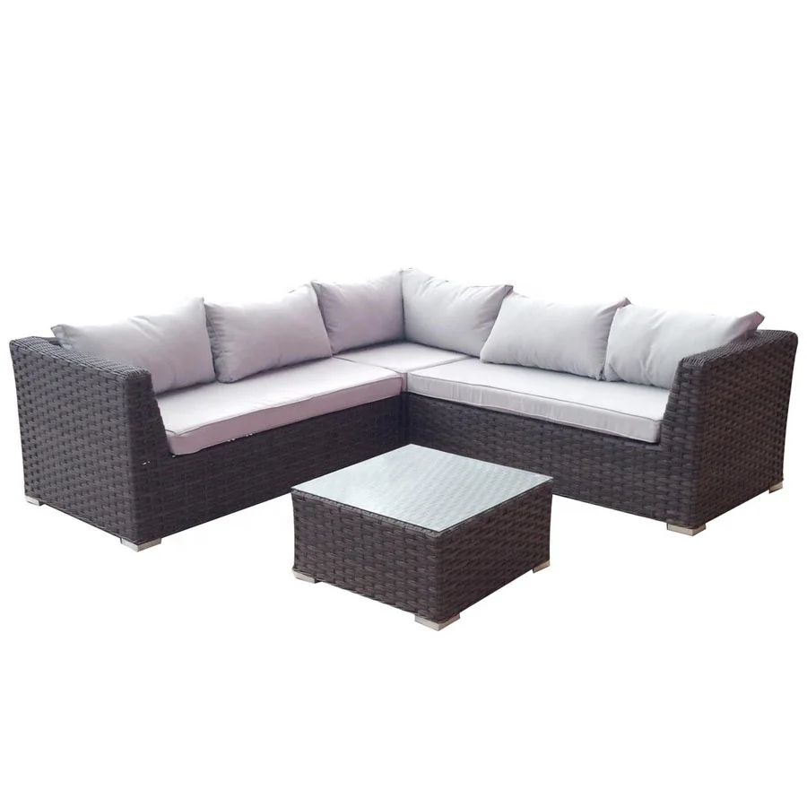 
Modern Design Outdoor Furniture Garden Wicker Corner Sofa Set Quality Rattan Garden Furniture 4 Piece Sectional Set 