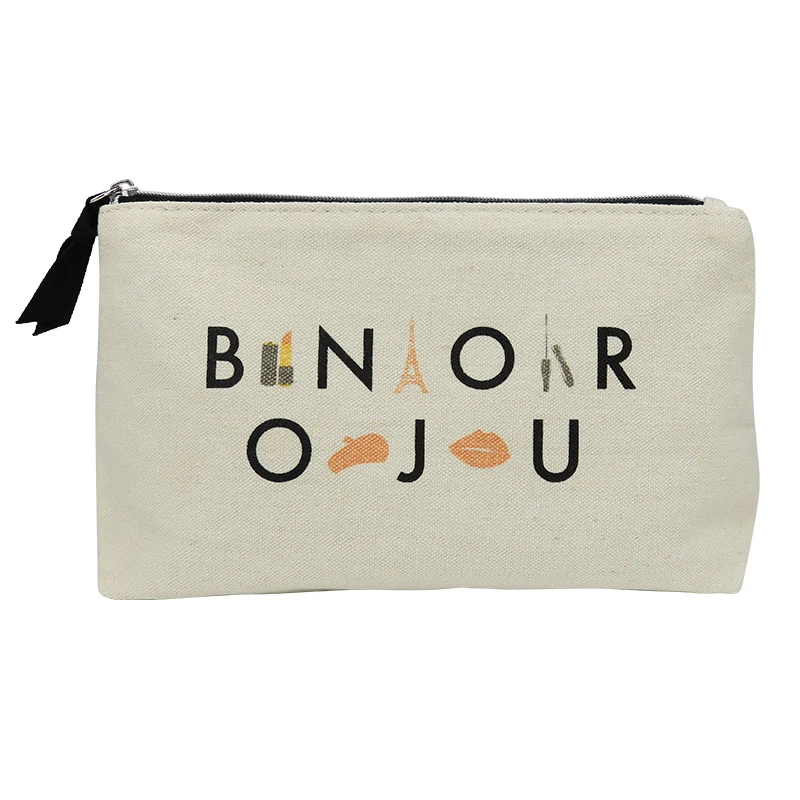 

Cosmetic Bags Bolsa De Maquillaje Makeup Bag Letter Printing Canvas Zipper Pouch, Customized