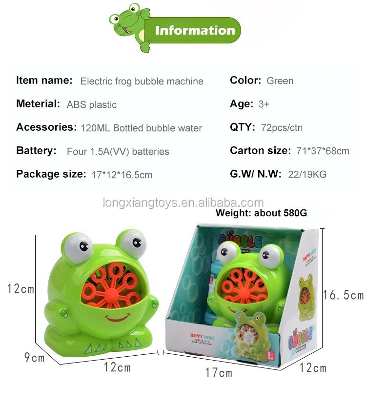 Electric Frog Bubble Machine  Soap Bubble  Game Blower Toys For Sale