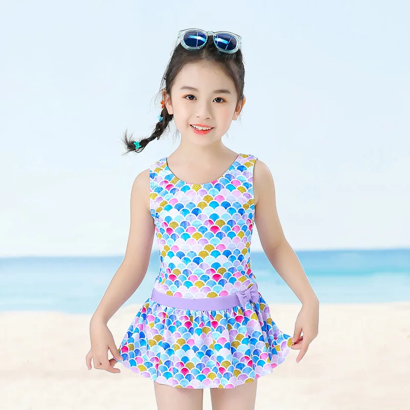 

Summer new children's swimsuit women's colorful sleeveless Siamese triangle pantskirt swimsuit cute children's swimsuit